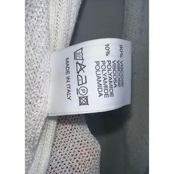 Indies open front tie cardigan sweater white made in italy size small knit ivory - Picture 7 of 9